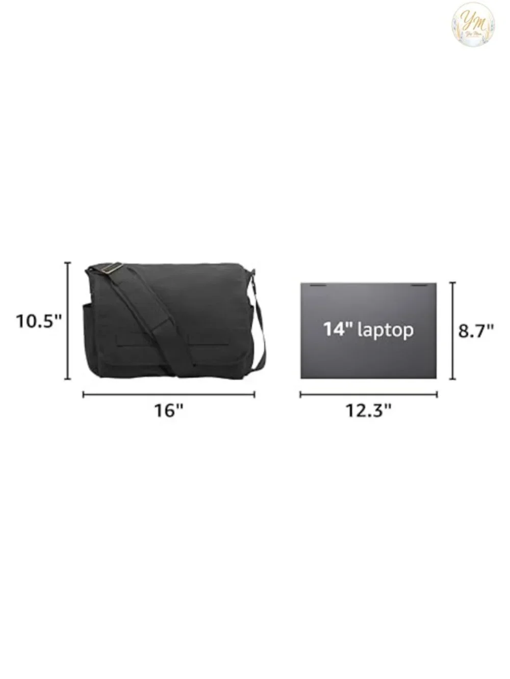 Vintage Canvas Messenger Bag - Heavyweight Cotton Shoulder Bag with Pockets,